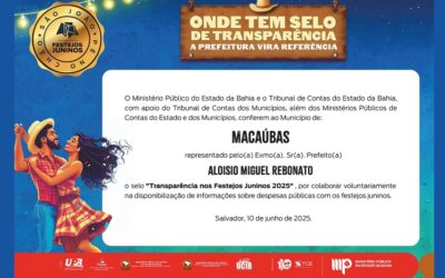 SÃO JOÃO DE MACAÚBAS! AQUI TEM SELO DE TRANSPARÊNCIA!